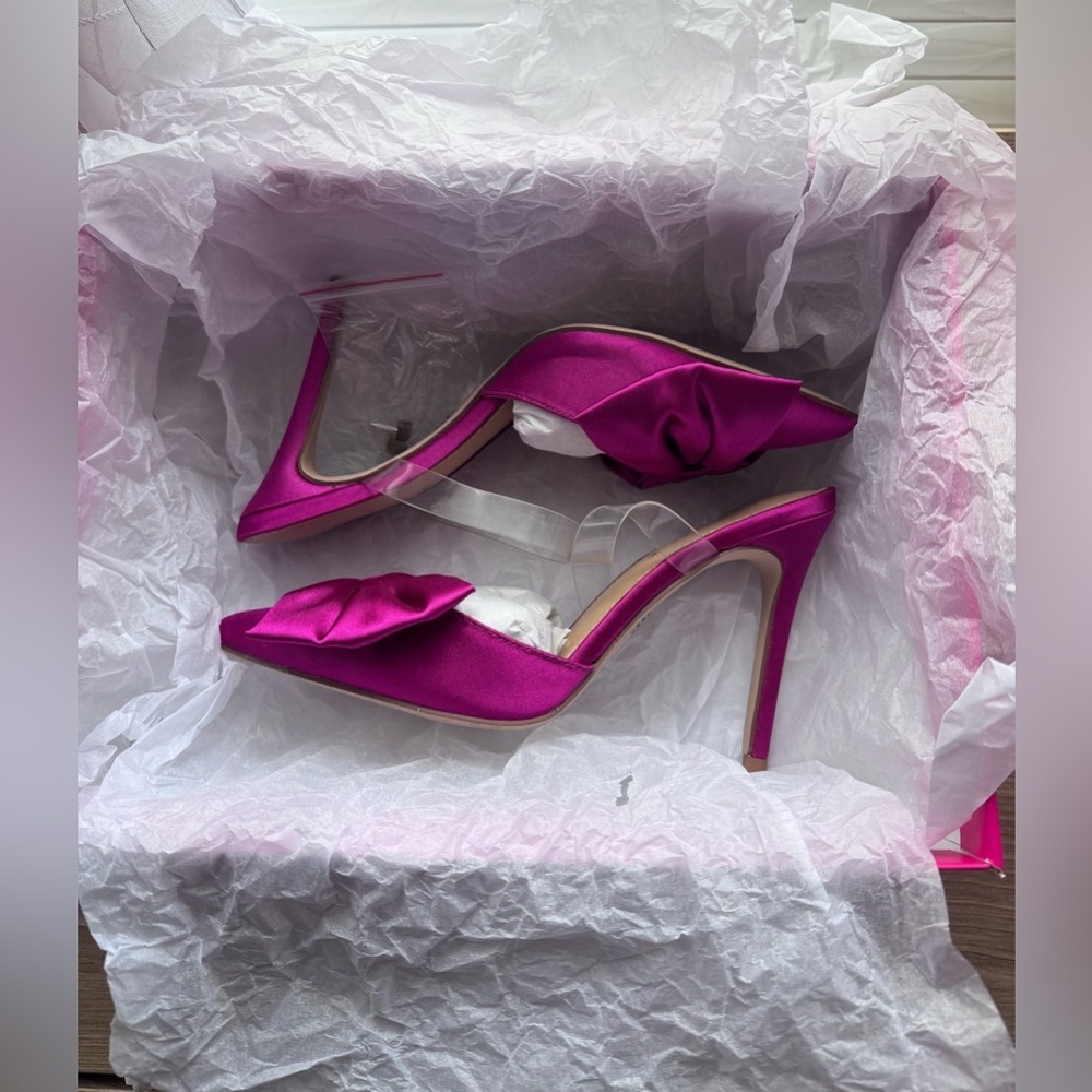 Shoe Dazzle Magenta Bow Heels Size 6 - Picture 13 of 14